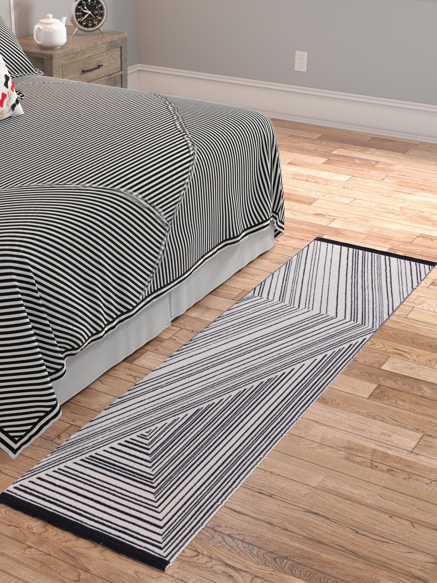 Black and White 2' x 8' Milano Runner Area Rug 100% Polyester with Cotton Backing Modern Contemporary Carpet for Home Decor Interior Design for Sale at Rug Engine