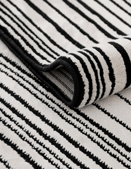 Black and White 2' x 8' Milano Runner Area Rug 100% Polyester with Cotton Backing Modern Contemporary Carpet for Home Decor Interior Design for Sale at Rug Engine