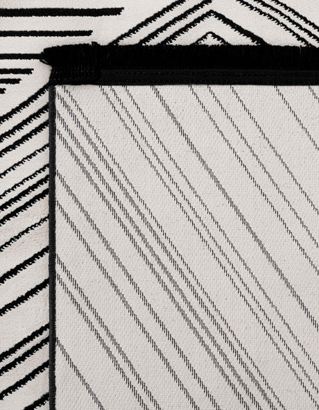Black and White 2' x 6' 1 Milano Runner Area Rug 100% Polyester with Cotton Backing Modern Contemporary Carpet for Home Decor Interior Design for Sale at Rug Engine