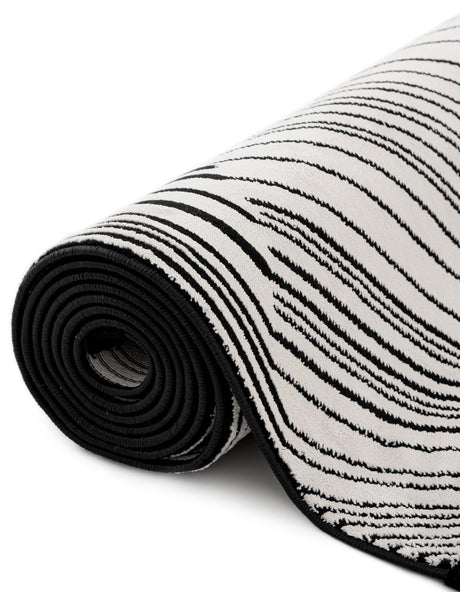 Black and White 2' x 6' 1 Milano Runner Area Rug 100% Polyester with Cotton Backing Modern Contemporary Carpet for Home Decor Interior Design for Sale at Rug Engine