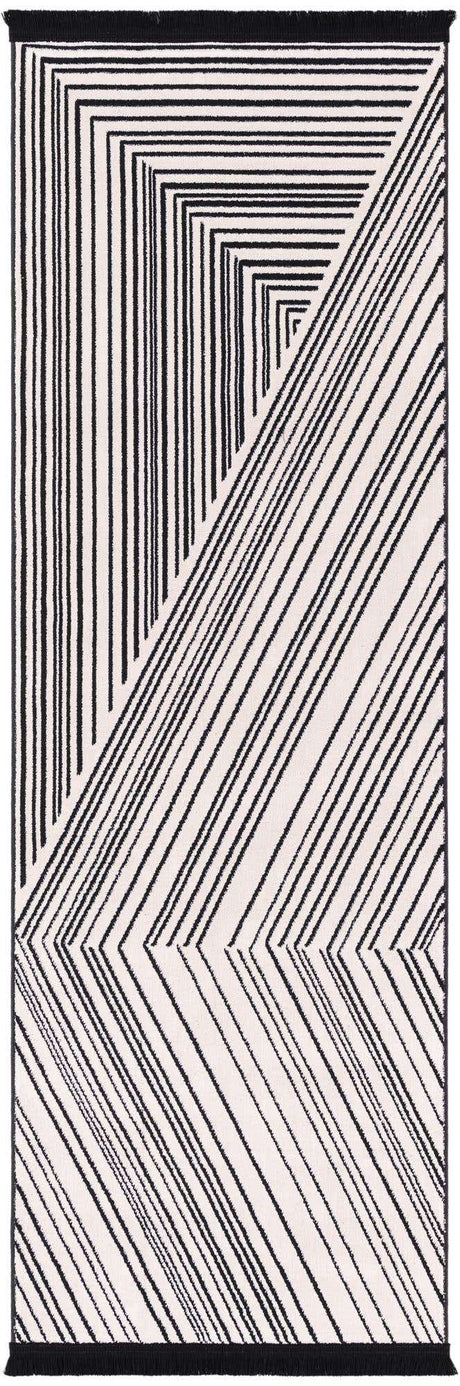 Black and White 2' x 6' 1 Milano Runner Area Rug 100% Polyester with Cotton Backing Modern Contemporary Carpet for Home Decor Interior Design for Sale at Rug Engine