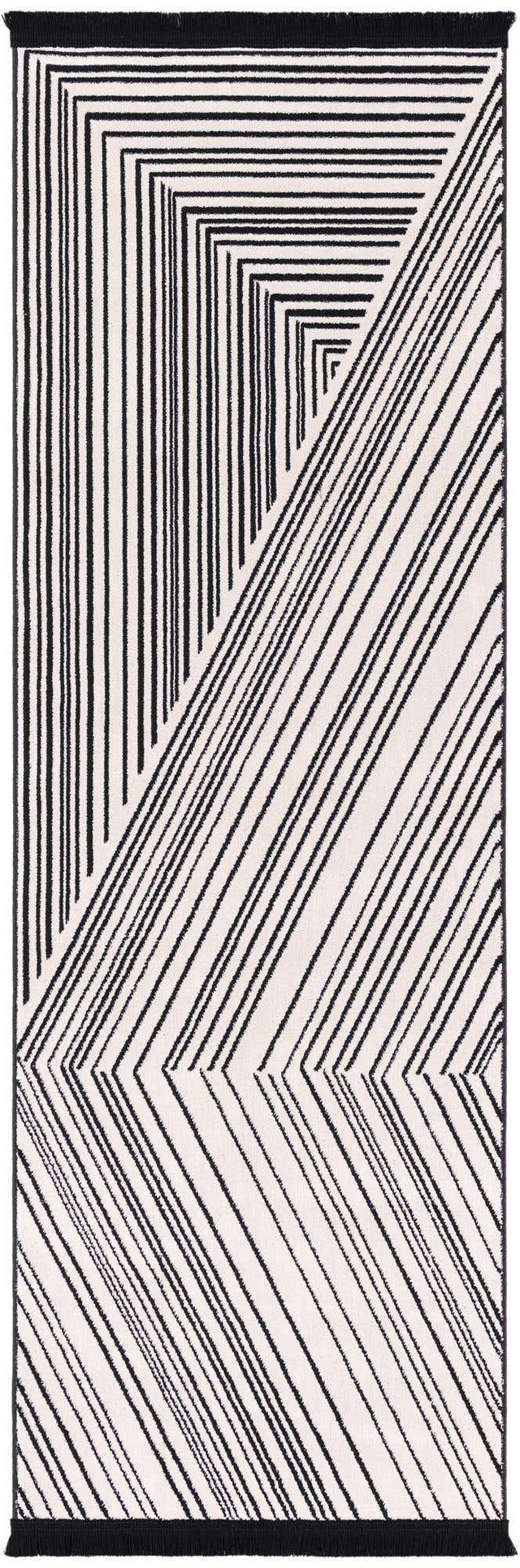 Black and White 2' x 6' 1 Milano Runner Area Rug 100% Polyester with Cotton Backing Modern Contemporary Carpet for Home Decor Interior Design for Sale at Rug Engine