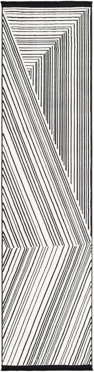 Black and White 2' x 8' Milano Runner Area Rug 100% Polyester with Cotton Backing Modern Contemporary Carpet for Home Decor Interior Design for Sale at Rug Engine