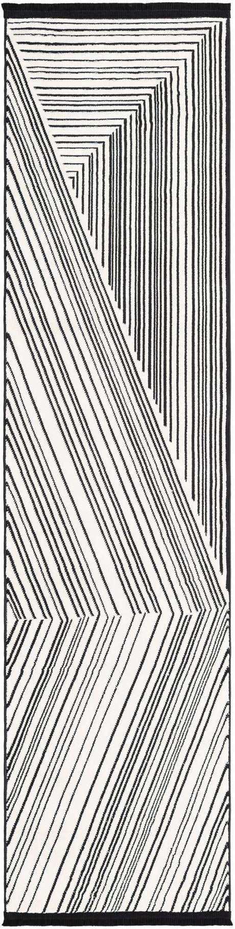 Black and White 2' x 8' Milano Runner Area Rug 100% Polyester with Cotton Backing Modern Contemporary Carpet for Home Decor Interior Design for Sale at Rug Engine