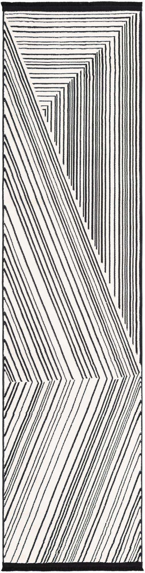 Black and White 2' x 8' Milano Runner Area Rug 100% Polyester with Cotton Backing Modern Contemporary Carpet for Home Decor Interior Design for Sale at Rug Engine