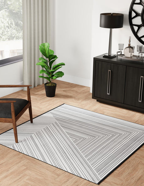Black and White 7' 10 x 7' 10 Milano Square Area Rug 100% Polyester with Cotton Backing Modern Contemporary Carpet for Home Decor Interior Design for Sale at Rug Engine