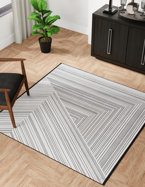 Black and White 10' x 10' Milano Square Area Rug 100% Polyester with Cotton Backing Modern Contemporary Carpet for Home Decor Interior Design for Sale at Rug Engine