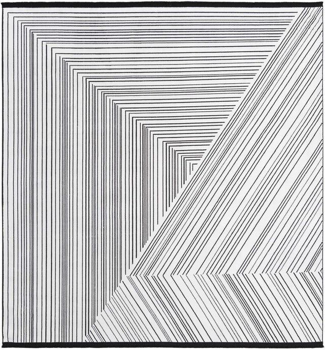 Black and White 7' 10 x 7' 10 Milano Square Area Rug 100% Polyester with Cotton Backing Modern Contemporary Carpet for Home Decor Interior Design for Sale at Rug Engine
