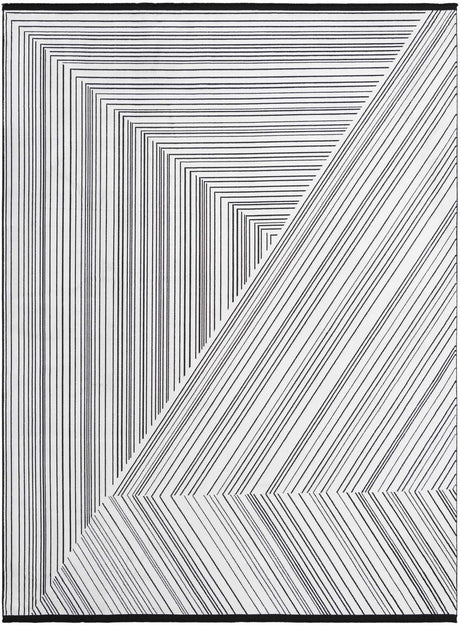 Black and White 7' 10 x 10' Milano Rectangle Area Rug 100% Polyester with Cotton Backing Modern Contemporary Carpet for Home Decor Interior Design for Sale at Rug Engine