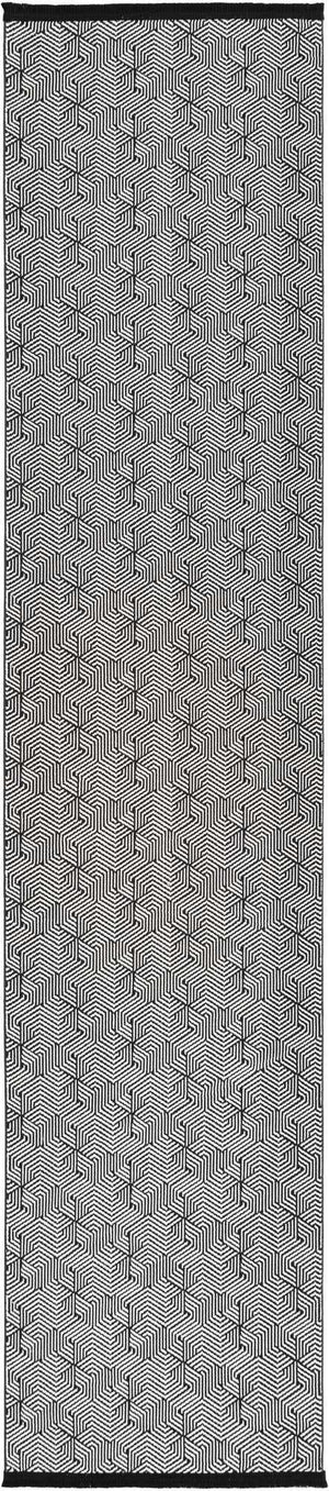 Black and White 2' 7 x 12' Milano Runner Area Rug 100% Polyester with Cotton Backing Modern Contemporary Carpet for Home Decor Interior Design for Sale at Rug Engine