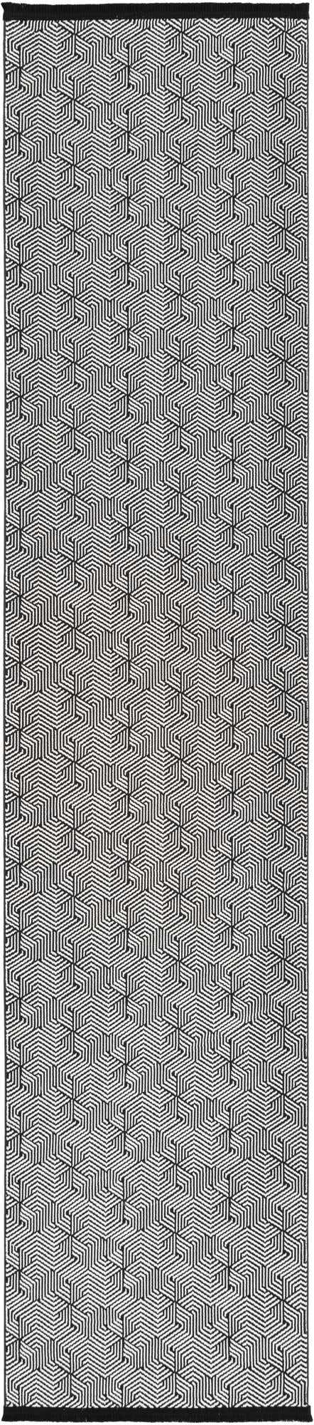 Black and White 2' 7 x 12' Milano Runner Area Rug 100% Polyester with Cotton Backing Modern Contemporary Carpet for Home Decor Interior Design for Sale at Rug Engine