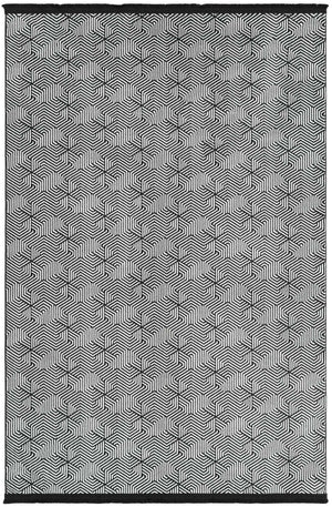 Black and White 4' 1 x 6' 1 Milano Rectangle Area Rug 100% Polyester with Cotton Backing Modern Contemporary Carpet for Home Decor Interior Design for Sale at Rug Engine