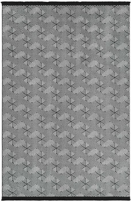 Black and White 4' 1 x 6' 1 Milano Rectangle Area Rug 100% Polyester with Cotton Backing Modern Contemporary Carpet for Home Decor Interior Design for Sale at Rug Engine