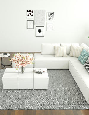 Black and White 9' x 12' Milano Rectangle Area Rug 100% Polyester with Cotton Backing Modern Contemporary Carpet for Home Decor Interior Design for Sale at Rug Engine