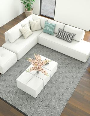 Black and White 4' 1 x 6' 1 Milano Rectangle Area Rug 100% Polyester with Cotton Backing Modern Contemporary Carpet for Home Decor Interior Design for Sale at Rug Engine