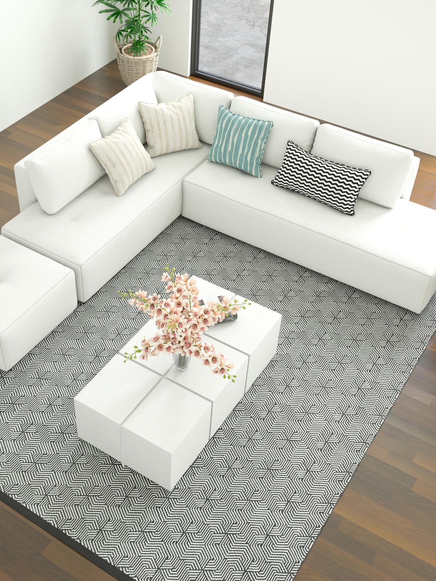 Black and White 2' x 3' 1 Milano Rectangle Area Rug 100% Polyester with Cotton Backing Modern Contemporary Carpet for Home Decor Interior Design for Sale at Rug Engine