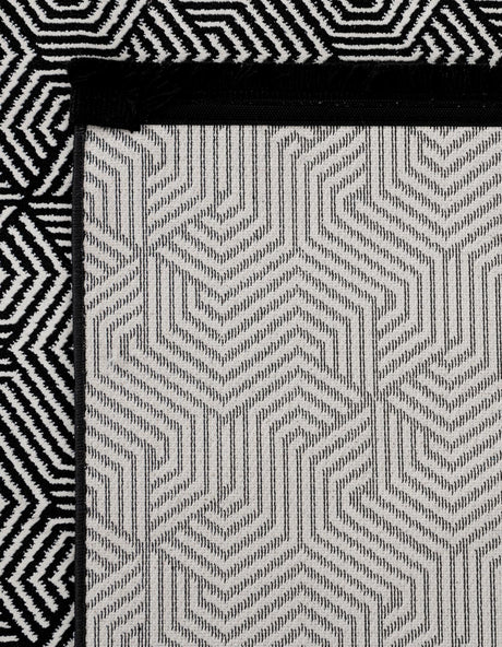 Black and White 5' 3 x 8' Milano Rectangle Area Rug 100% Polyester with Cotton Backing Modern Contemporary Carpet for Home Decor Interior Design for Sale at Rug Engine