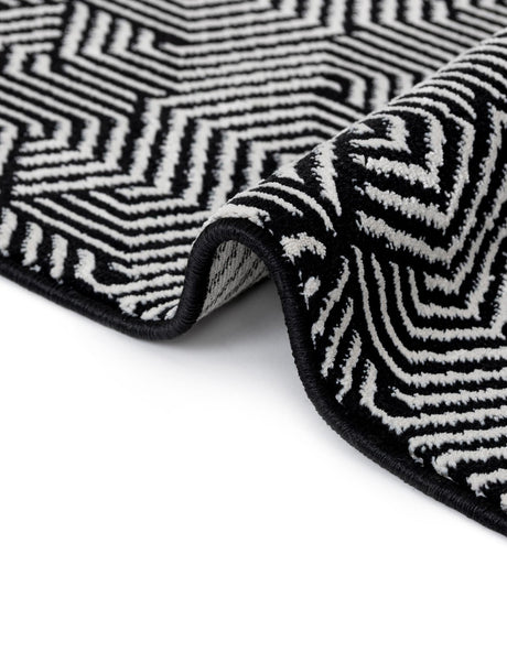 Black and White 6' 1 x 9' Milano Rectangle Area Rug 100% Polyester with Cotton Backing Modern Contemporary Carpet for Home Decor Interior Design for Sale at Rug Engine