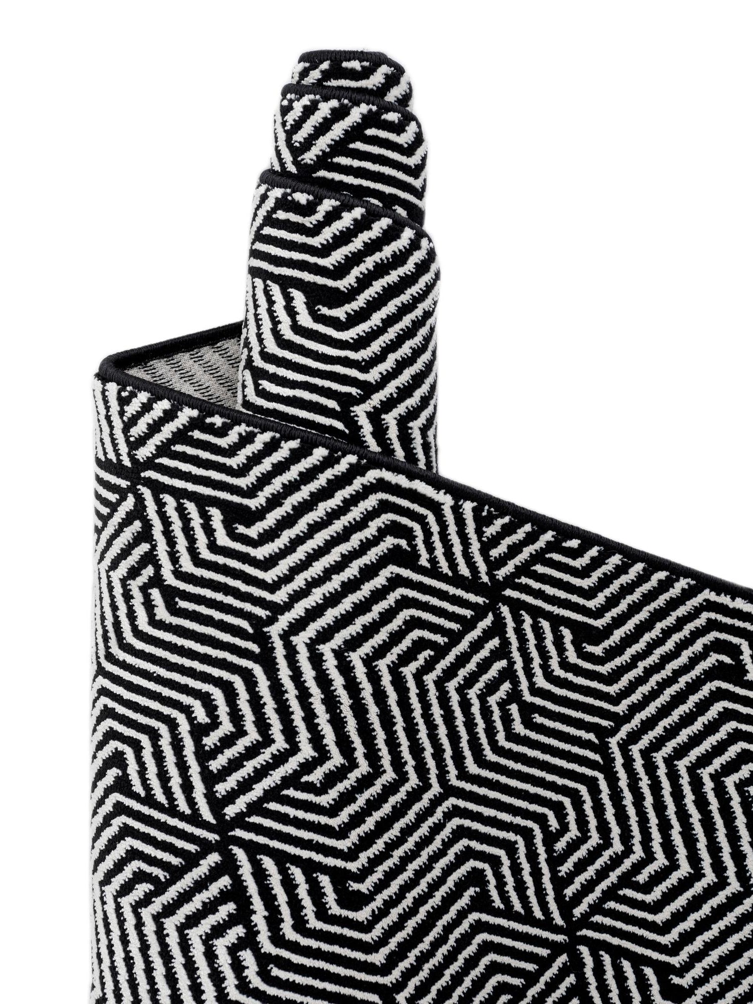 Black and White 7' 1 x 10' Milano Rectangle Area Rug 100% Polyester with Cotton Backing Modern Contemporary Carpet for Home Decor Interior Design for Sale at Rug Engine