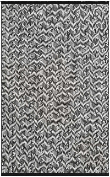 Black and White 5' 3 x 8' Milano Rectangle Area Rug 100% Polyester with Cotton Backing Modern Contemporary Carpet for Home Decor Interior Design for Sale at Rug Engine
