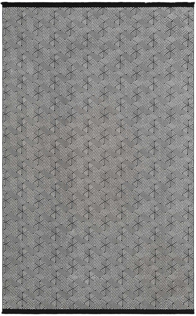 Black and White 5' 3 x 8' Milano Rectangle Area Rug 100% Polyester with Cotton Backing Modern Contemporary Carpet for Home Decor Interior Design for Sale at Rug Engine