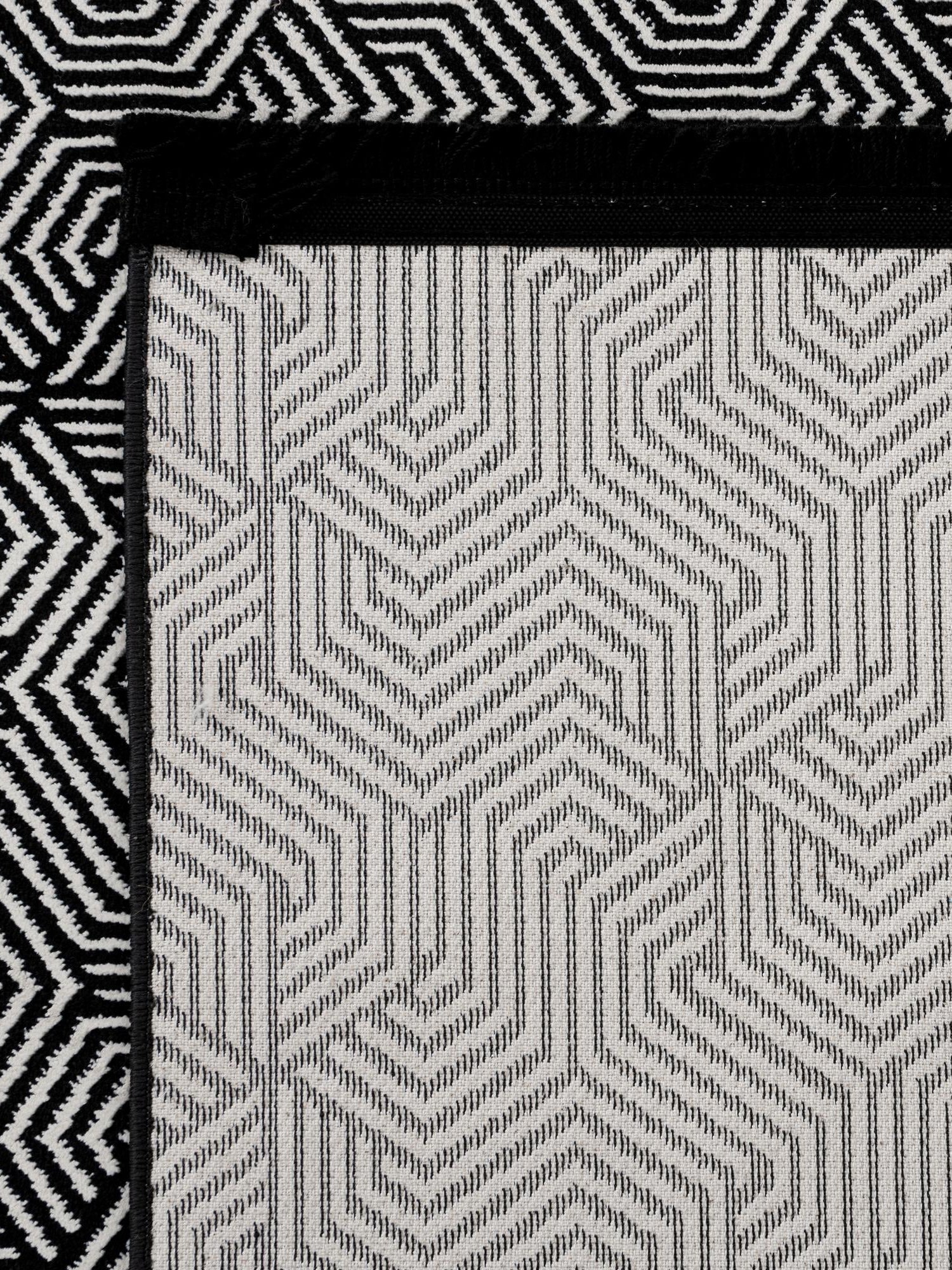 Black and White 2' x 8' Milano Runner Area Rug 100% Polyester with Cotton Backing Modern Contemporary Carpet for Home Decor Interior Design for Sale at Rug Engine
