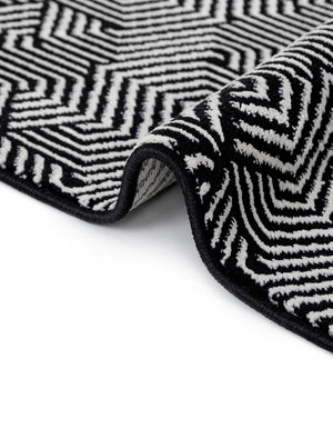 Black and White 2' x 6' 1 Milano Runner Area Rug 100% Polyester with Cotton Backing Modern Contemporary Carpet for Home Decor Interior Design for Sale at Rug Engine