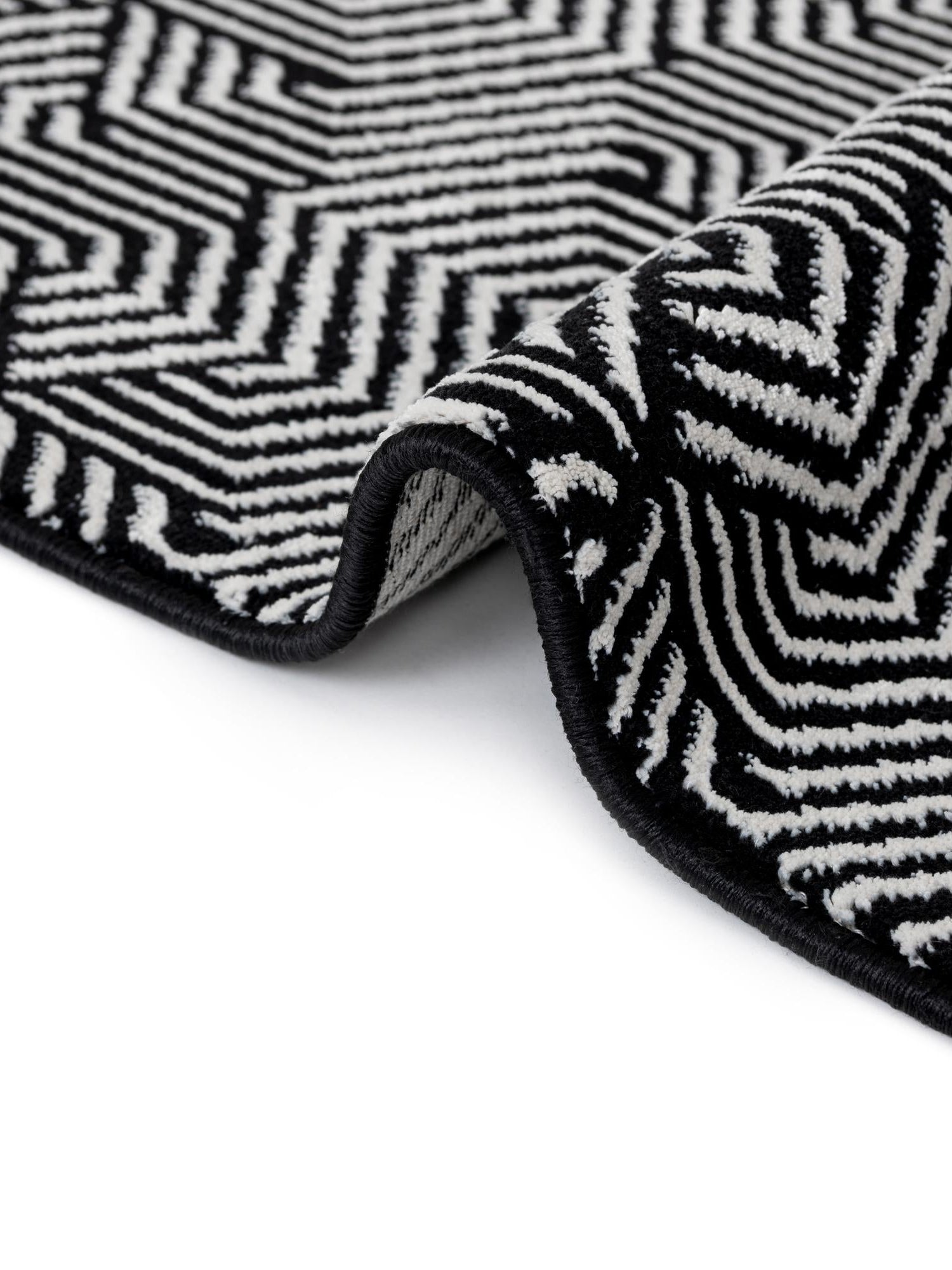 Black and White 2' x 8' Milano Runner Area Rug 100% Polyester with Cotton Backing Modern Contemporary Carpet for Home Decor Interior Design for Sale at Rug Engine
