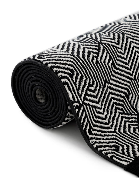 Black and White 2' x 6' 1 Milano Runner Area Rug 100% Polyester with Cotton Backing Modern Contemporary Carpet for Home Decor Interior Design for Sale at Rug Engine