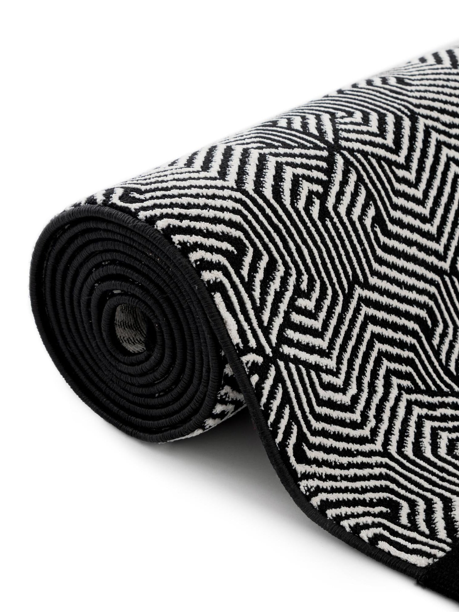 Black and White 2' x 8' Milano Runner Area Rug 100% Polyester with Cotton Backing Modern Contemporary Carpet for Home Decor Interior Design for Sale at Rug Engine