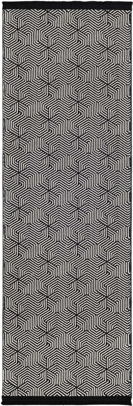 Black and White 2' x 6' 1 Milano Runner Area Rug 100% Polyester with Cotton Backing Modern Contemporary Carpet for Home Decor Interior Design for Sale at Rug Engine
