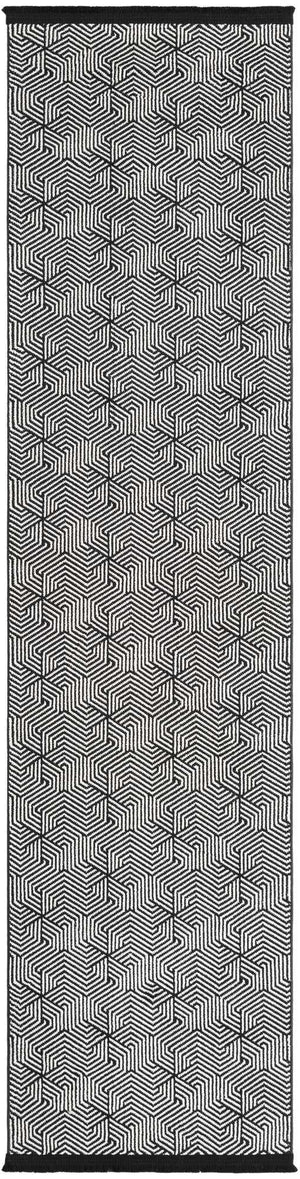 Black and White 2' x 8' Milano Runner Area Rug 100% Polyester with Cotton Backing Modern Contemporary Carpet for Home Decor Interior Design for Sale at Rug Engine