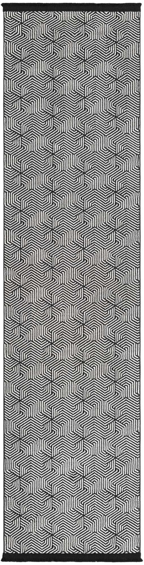 Black and White 2' x 8' Milano Runner Area Rug 100% Polyester with Cotton Backing Modern Contemporary Carpet for Home Decor Interior Design for Sale at Rug Engine