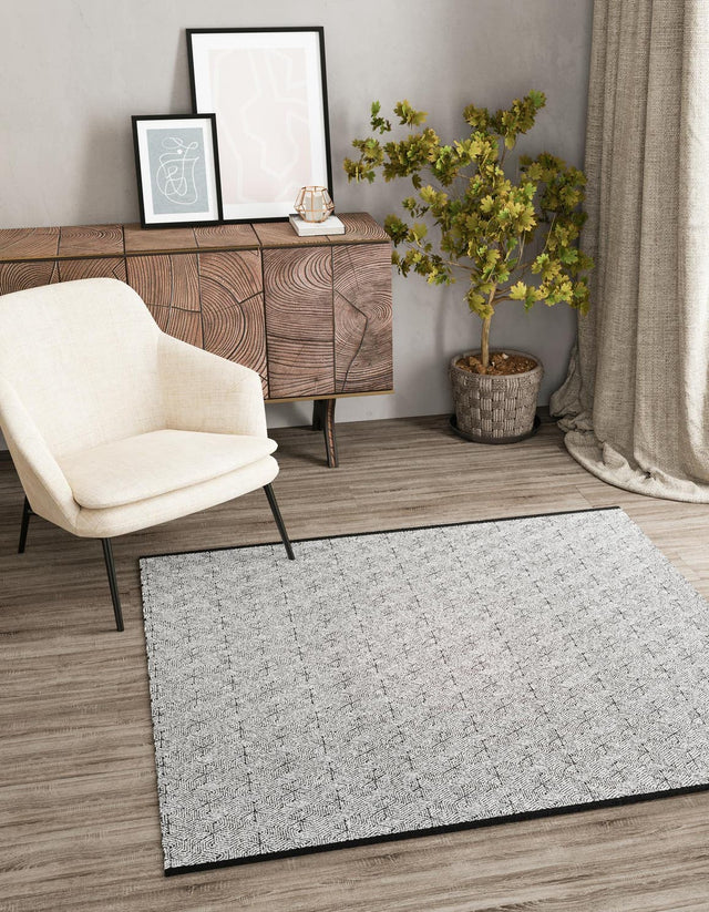 Black and White 10' x 10' Milano Square Area Rug 100% Polyester with Cotton Backing Modern Contemporary Carpet for Home Decor Interior Design for Sale at Rug Engine
