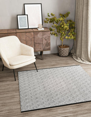 Black and White 7' 10 x 7' 10 Milano Square Area Rug 100% Polyester with Cotton Backing Modern Contemporary Carpet for Home Decor Interior Design for Sale at Rug Engine