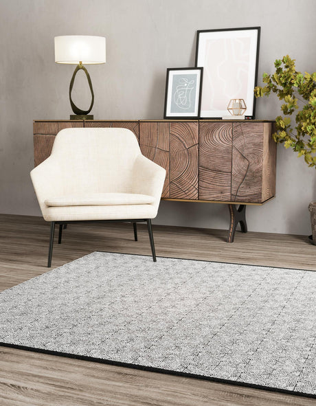 Black and White 7' 10 x 7' 10 Milano Square Area Rug 100% Polyester with Cotton Backing Modern Contemporary Carpet for Home Decor Interior Design for Sale at Rug Engine