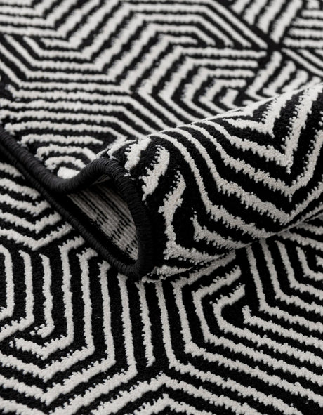 Black and White 7' 10 x 7' 10 Milano Square Area Rug 100% Polyester with Cotton Backing Modern Contemporary Carpet for Home Decor Interior Design for Sale at Rug Engine