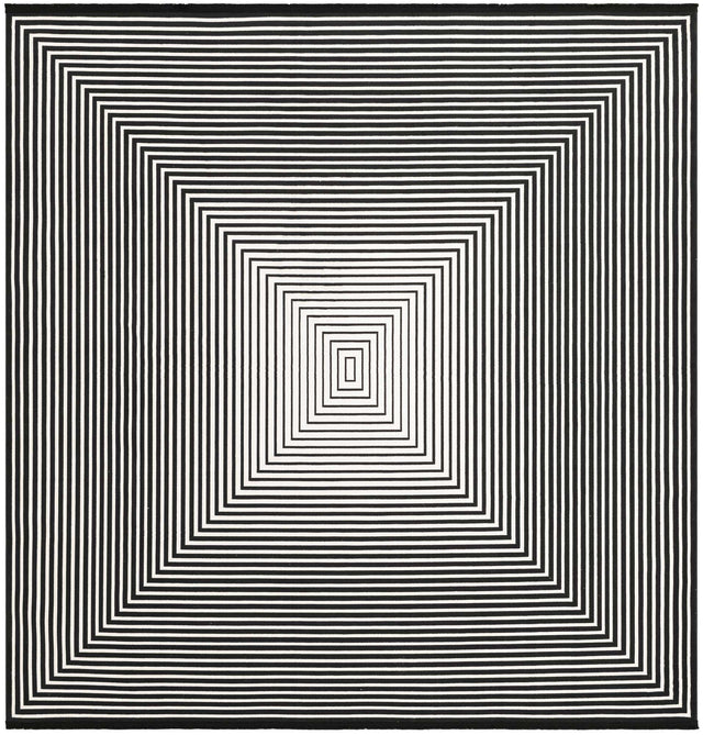 Black and White 10' x 10' Milano Square Area Rug 100% Polyester with Cotton Backing Modern Contemporary Carpet for Home Decor Interior Design for Sale at Rug Engine