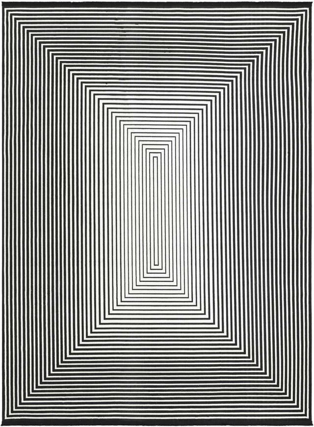 Black and White 9' x 12' Milano Rectangle Area Rug 100% Polyester with Cotton Backing Modern Contemporary Carpet for Home Decor Interior Design for Sale at Rug Engine