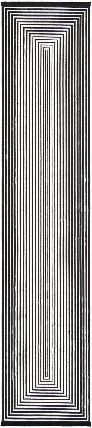 Black and White 2' 7 x 12' Milano Runner Area Rug 100% Polyester with Cotton Backing Modern Contemporary Carpet for Home Decor Interior Design for Sale at Rug Engine