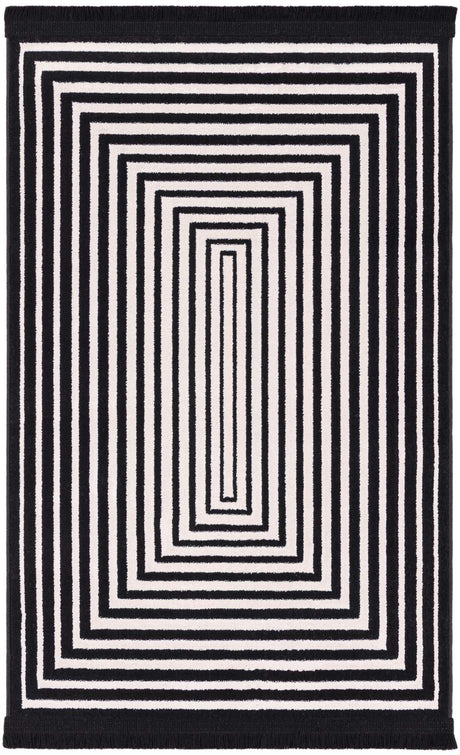 Black and White 2' x 3' 1 Milano Rectangle Area Rug 100% Polyester with Cotton Backing Modern Contemporary Carpet for Home Decor Interior Design for Sale at Rug Engine