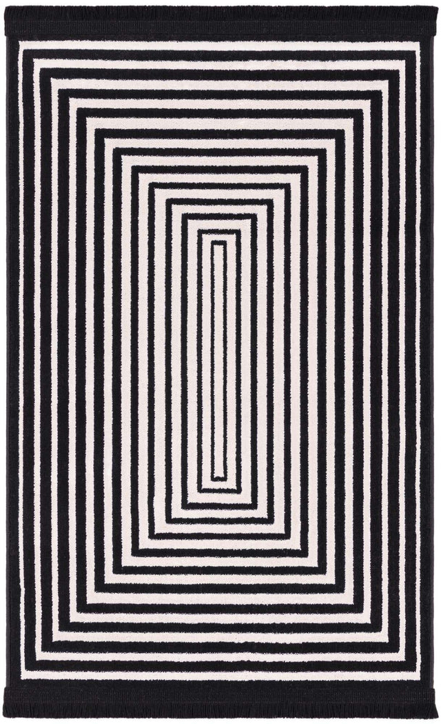 Black and White 2' x 3' 1 Milano Rectangle Area Rug 100% Polyester with Cotton Backing Modern Contemporary Carpet for Home Decor Interior Design for Sale at Rug Engine