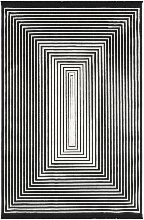 Black and White 4' 1 x 6' 1 Milano Rectangle Area Rug 100% Polyester with Cotton Backing Modern Contemporary Carpet for Home Decor Interior Design for Sale at Rug Engine
