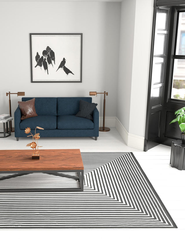 Black and White 9' x 12' Milano Rectangle Area Rug 100% Polyester with Cotton Backing Modern Contemporary Carpet for Home Decor Interior Design for Sale at Rug Engine