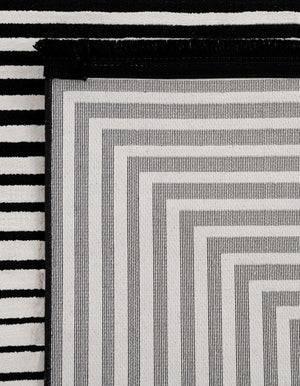 Black and White 5' 3 x 8' Milano Rectangle Area Rug 100% Polyester with Cotton Backing Modern Contemporary Carpet for Home Decor Interior Design for Sale at Rug Engine