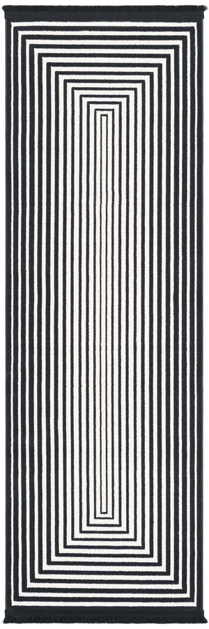 Black and White 2' x 6' 1 Milano Runner Area Rug 100% Polyester with Cotton Backing Modern Contemporary Carpet for Home Decor Interior Design for Sale at Rug Engine