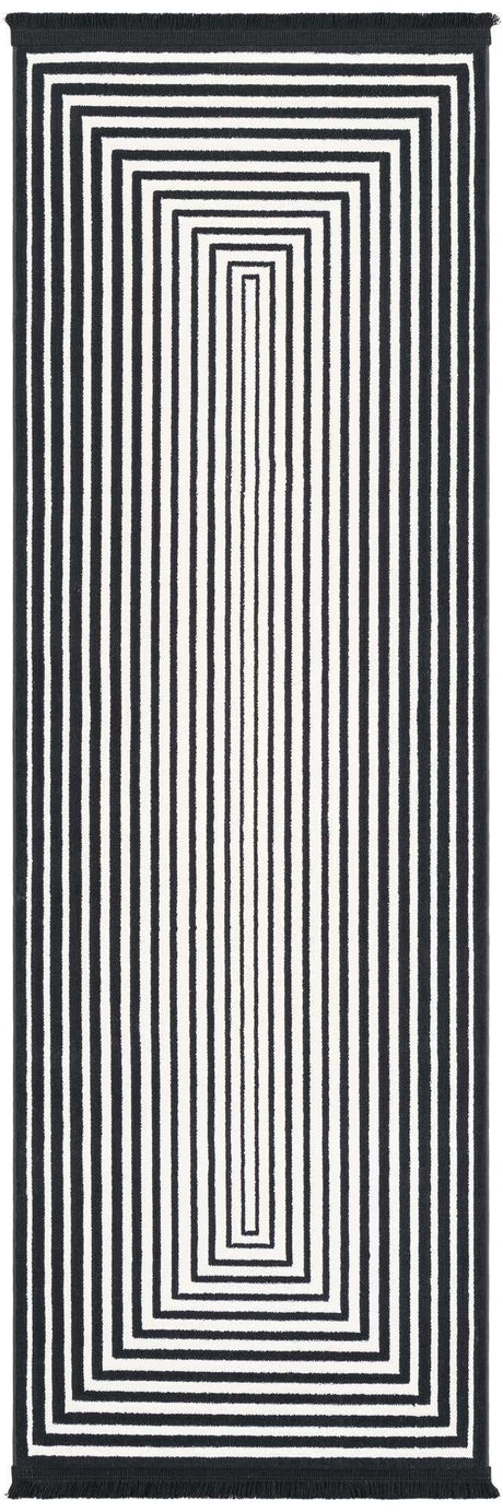 Black and White 2' x 6' 1 Milano Runner Area Rug 100% Polyester with Cotton Backing Modern Contemporary Carpet for Home Decor Interior Design for Sale at Rug Engine