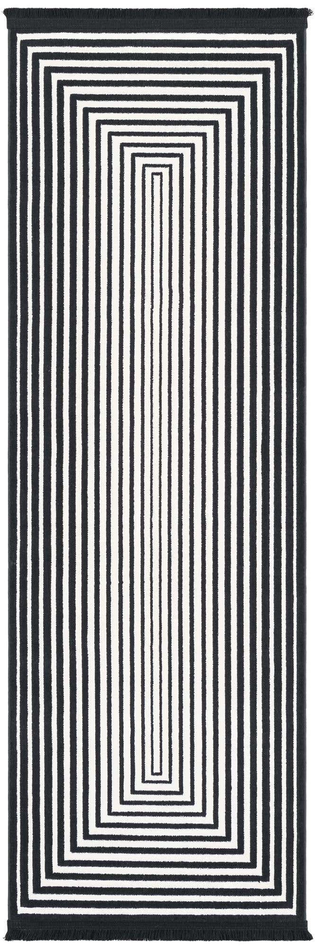 Black and White 2' x 6' 1 Milano Runner Area Rug 100% Polyester with Cotton Backing Modern Contemporary Carpet for Home Decor Interior Design for Sale at Rug Engine