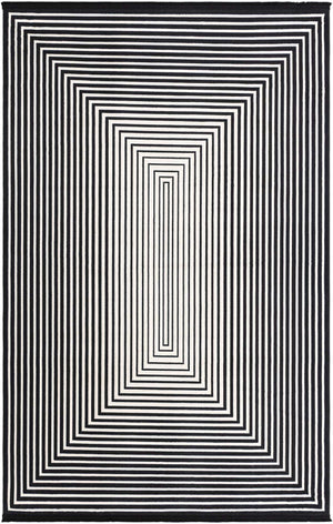 Black and White 6' 1 x 9' Milano Rectangle Area Rug 100% Polyester with Cotton Backing Modern Contemporary Carpet for Home Decor Interior Design for Sale at Rug Engine