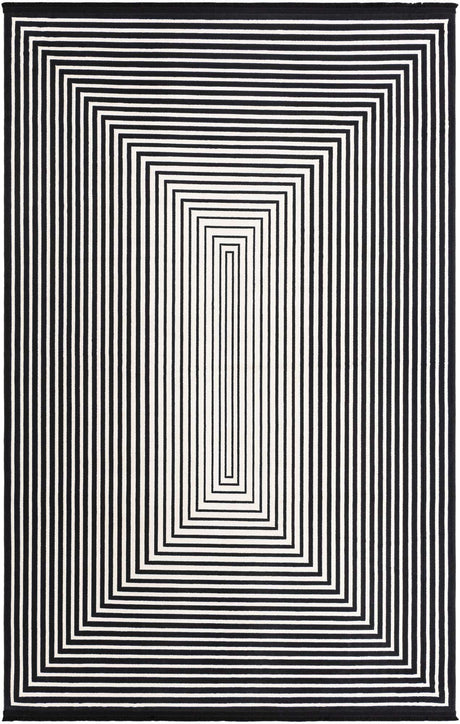 Black and White 6' 1 x 9' Milano Rectangle Area Rug 100% Polyester with Cotton Backing Modern Contemporary Carpet for Home Decor Interior Design for Sale at Rug Engine